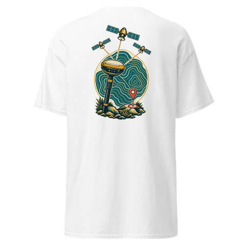 GNSS Fieldwork white T-shirt — large back artwork