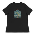 Read the Terrain — Women's Topographic T-Shirt — Black, Printful Bella + Canvas 6400 flat-front mockup.