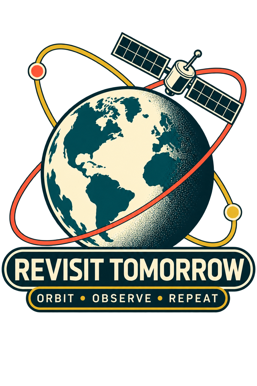Revisit Tomorrow — Women's Earth Observation T-Shirt — original artwork preview; garment mockups pending.